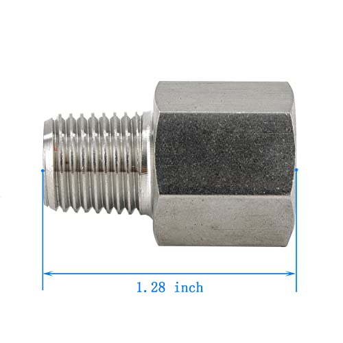 Yoebor Metalwork 304 Stainless Steel Forged Pipe Fitting Converter Adapter, G 1/4“ Female Thread to 1/4" NPT Male 2000psi (1 Pc) - Image 5