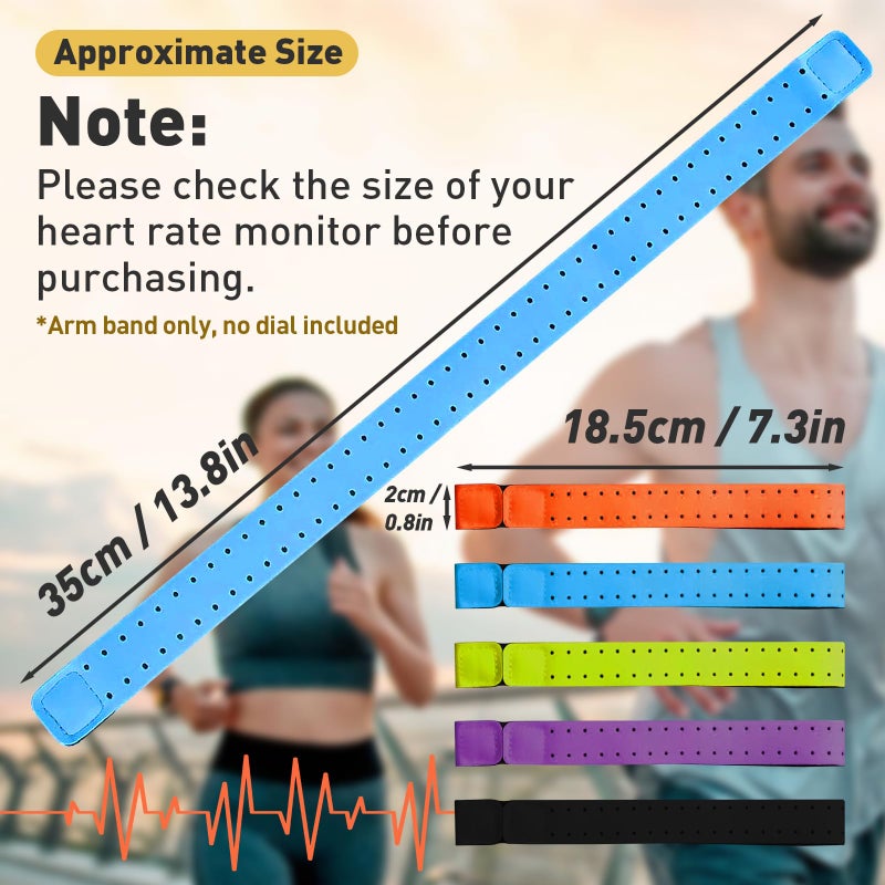 Iffitya 5pcs Replacement Heart Rate Monitor Bands, 0.8x13.8in 5 Colors Soft Heart Rate Strap Adjustable Armband Strap Heart Rate Monitor Band for OTF Beat Heart Rate Sensor,and for Theory Fitness - Image 3