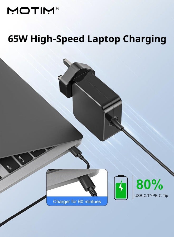 Motim 65W USB C Laptop Charger Compatible with Lenovo Thinkpad Yoga Tab M9 Huawei Matebook MacBook Samsung Galaxy HP MSI ASUS Dell Acer Chromebook and More Type C Power Adapter - Image 2