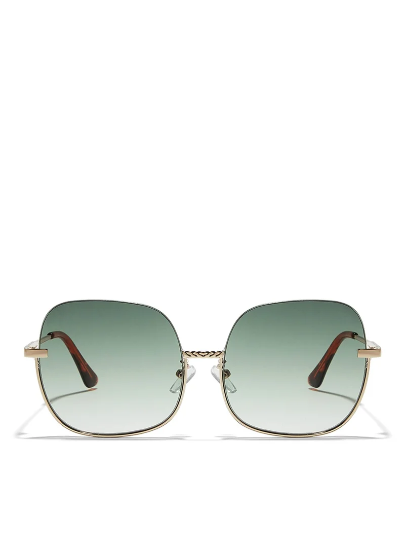 Blackout GEO Women Japanese Gold Sunglasses - Frame Material: Metal- Frame Color: Japanese Gold-Lens Color: Green  - Full Rim