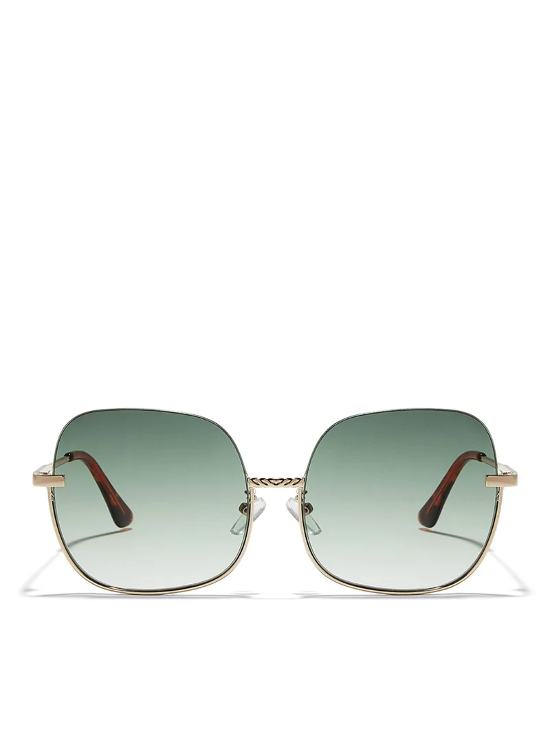 Blackout GEO Women Japanese Gold Sunglasses - Frame Material: Metal- Frame Color: Japanese Gold-Lens Color: Green  - Full Rim