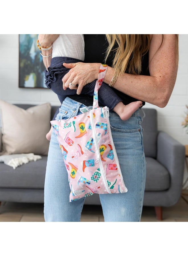 Bumkins - Waterproof Wet Bag & Wet/Dry Clutch Bags - For Beach, Baby, Travel, Swim Suit, Cloth Diapers, Pump Parts, Pool, Gym, Toiletries - Reusable & Easy to Clean - Cowgirl Boots - 2 Pack - Image 2