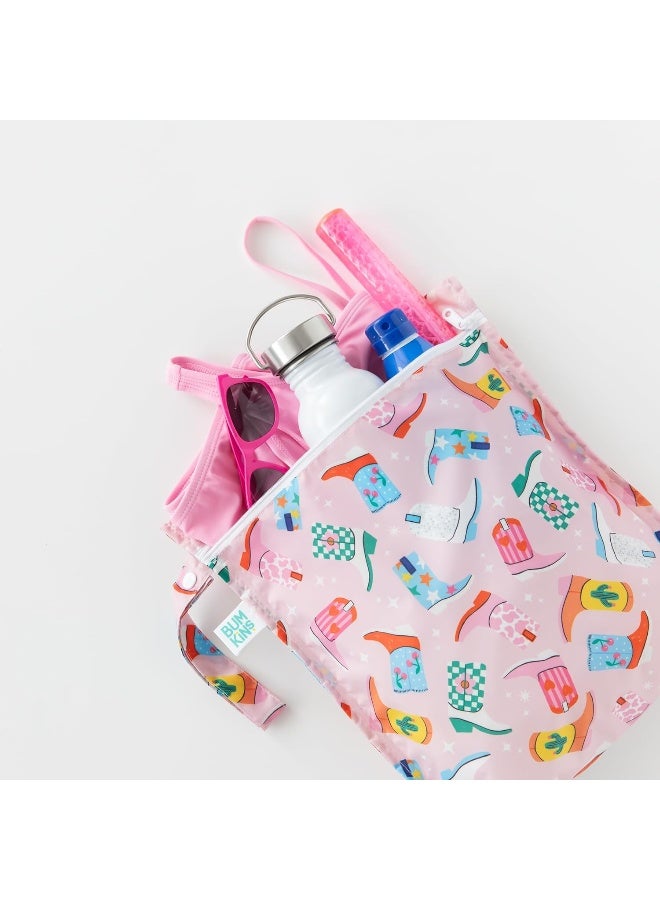 Bumkins - Waterproof Wet Bag & Wet/Dry Clutch Bags - For Beach, Baby, Travel, Swim Suit, Cloth Diapers, Pump Parts, Pool, Gym, Toiletries - Reusable & Easy to Clean - Cowgirl Boots - 2 Pack - Image 4