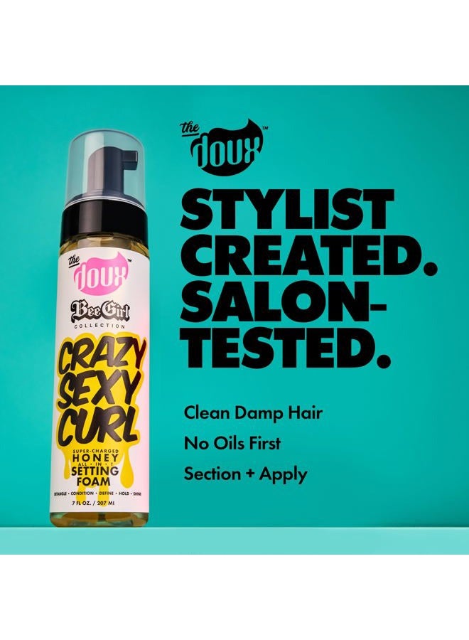 THE DOUX Curl Cream & Setting Mousse for Curly Hair CRAZYSEXYCURL Honey Foam for Heatless Curls Overnight, Frizz Control, Shine & Moisture – Curly Hair Styling Product with Aloe & Silk Amino Acids - Image 2