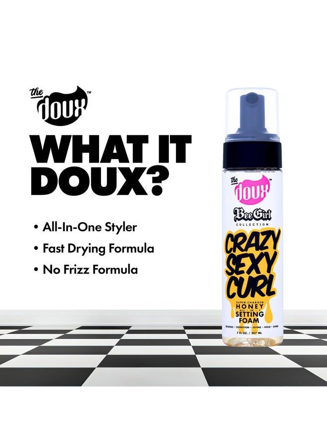 THE DOUX Curl Cream & Setting Mousse for Curly Hair CRAZYSEXYCURL Honey Foam for Heatless Curls Overnight, Frizz Control, Shine & Moisture – Curly Hair Styling Product with Aloe & Silk Amino Acids - Image 4
