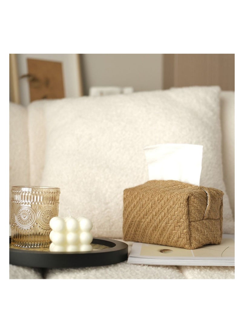NOVOLAN Tissue Box Holder 2 Pieces, Minimalist Paper Box for Modern Home Living Room, Homestay Cotton & Linen Tissue Paper Cover, Office Tissue Box, for Home, Office, 17x9.5x8cm (#2) - Image 2
