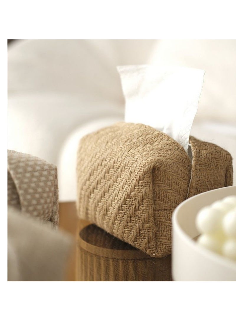 NOVOLAN Tissue Box Holder 2 Pieces, Minimalist Paper Box for Modern Home Living Room, Homestay Cotton & Linen Tissue Paper Cover, Office Tissue Box, for Home, Office, 17x9.5x8cm (#2) - Image 3