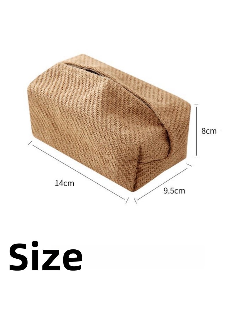 NOVOLAN Tissue Box Holder 2 Pieces, Minimalist Paper Box for Modern Home Living Room, Homestay Cotton & Linen Tissue Paper Cover, Office Tissue Box, for Home, Office, 17x9.5x8cm (#2) - Image 5