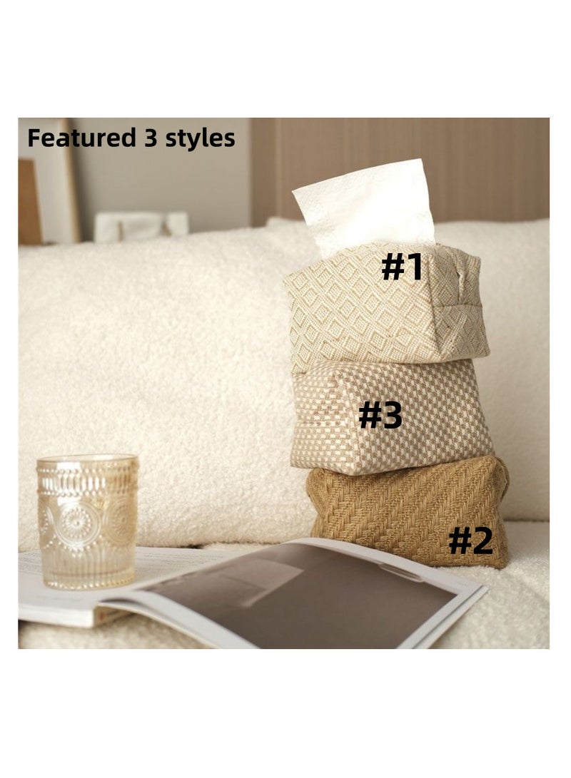NOVOLAN Tissue Box Holder 2 Pieces, Minimalist Paper Box for Modern Home Living Room, Homestay Cotton & Linen Tissue Paper Cover, Office Tissue Box, for Home, Office, 17x9.5x8cm (#2) - Image 4