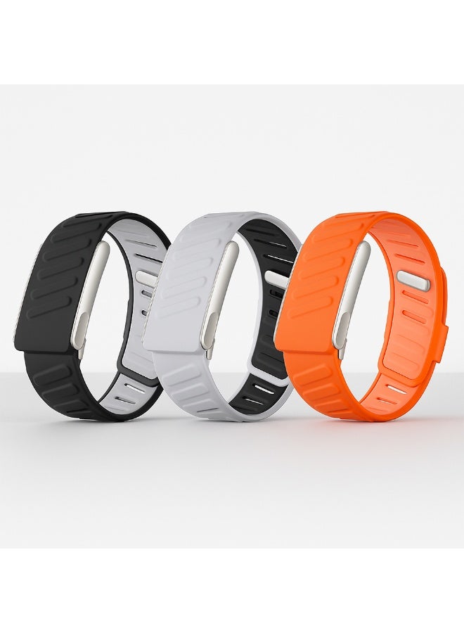 O Ozone (Pack of 3) Silicone Sport Bands for Whoop 5.0 & MG Band – Adjustable,Breathable, Waterproof Replacement Wrist Strap for Men & Women | Comfortable & Durable Fitness Bands- Black/Grey/Orange - Image 1