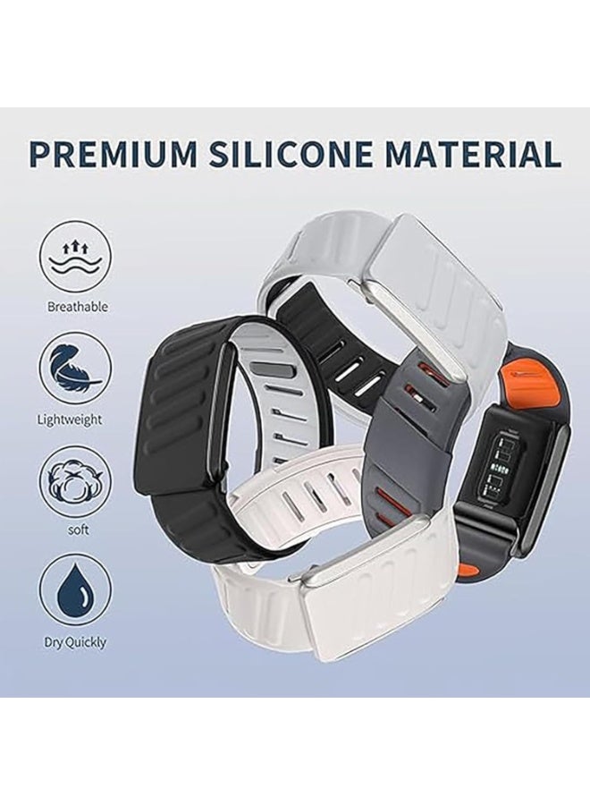 O Ozone (Pack of 3) Silicone Sport Bands for Whoop 5.0 & MG Band – Adjustable,Breathable, Waterproof Replacement Wrist Strap for Men & Women | Comfortable & Durable Fitness Bands- Black/Grey/Orange - Image 2