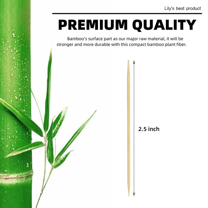 HOPELF 2400 Count Bamboo Toothpicks Skewers For Appetizer,Olive,Barbecue,Fruit,Cocktail,Teeth Cleaning,Double-Points Wooden Toothpick. - Image 2