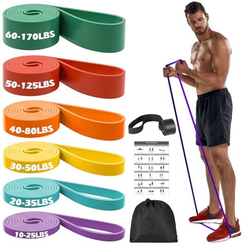 Zacro Resistance Bands, 6 Resistance Levels Pull Up Assistance Bands, Exercise Bands for Men&Women, Heavy Duty Resistance Band Set with Door Anchor, for Working Out, Muscle Training, Physical Therapy - Image 1