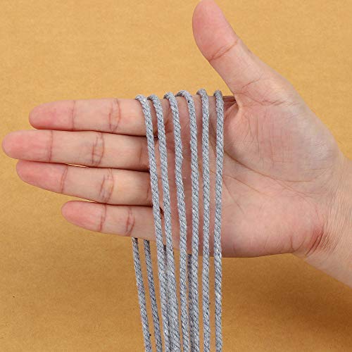 HOMEBOBO Macrame Cord 3mm x 328Yards, Colored Natural Cotton Macrame Rope - 3 Strands Twisted Colorful Macrame Cotton Cord for Wall Hanging, Plant Hangers, Crafts, Gift Wrapping and Wedding Decorations, Gray - Image 4