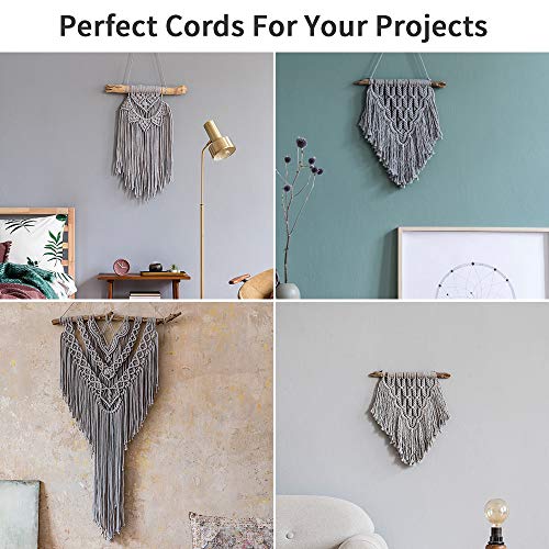 HOMEBOBO Macrame Cord 3mm x 328Yards, Colored Natural Cotton Macrame Rope - 3 Strands Twisted Colorful Macrame Cotton Cord for Wall Hanging, Plant Hangers, Crafts, Gift Wrapping and Wedding Decorations, Gray - Image 5