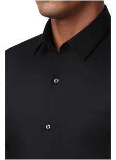 Peter England Peter England Men's Slim Fit Full Sleeve Stretchable Solid Shirt | Lycra Comfort Black  - Image 4