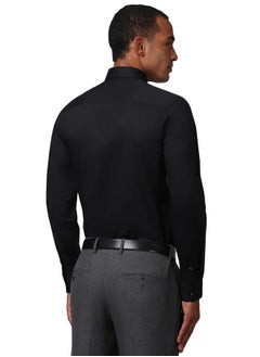 Peter England Peter England Men's Slim Fit Full Sleeve Stretchable Solid Shirt | Lycra Comfort Black  - Image 3