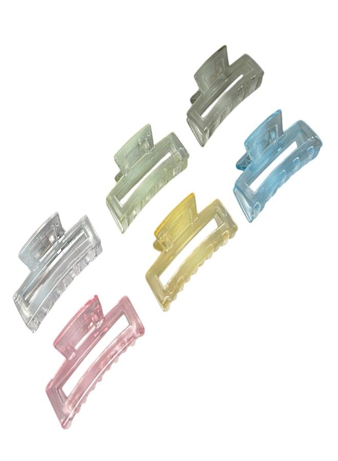 AccessHer Set of 6 Rectangular Hair Clutches for Women and Girls Hair Clips with Strong Grip, Stylish Hair Accessories for Everyday And Casual Looks (Multi-Color 1) - Image 1