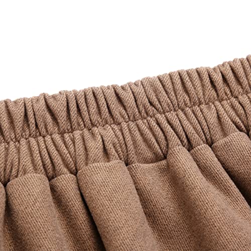 IDEALSANXUN Womens High Elastic Waist Maxi Skirt A-line Plaid Winter Warm Flare Long Skirts(Long Pure Camel, M) - Image 4