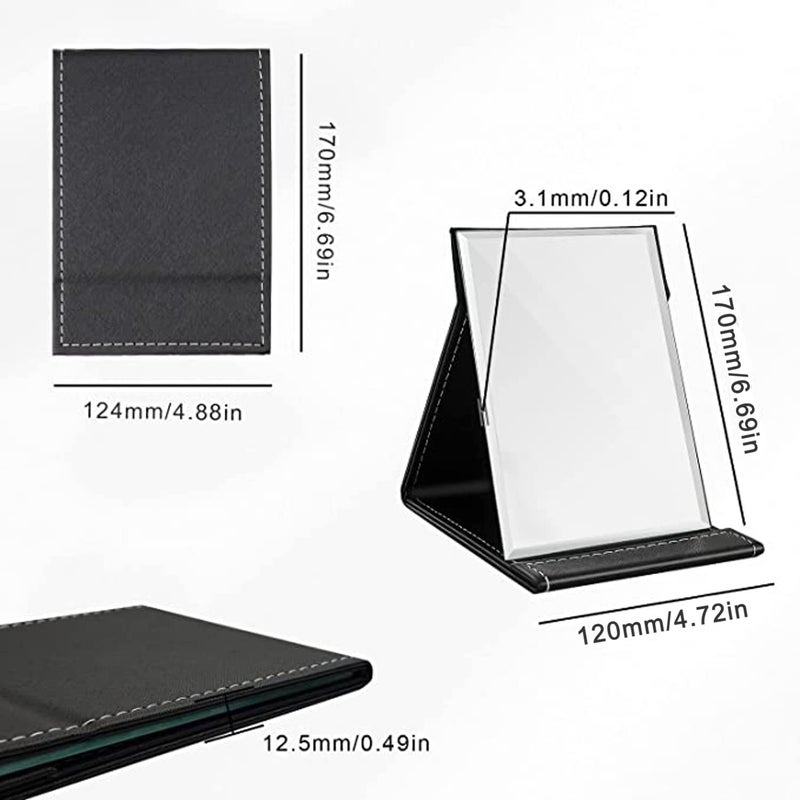 PRAYAS PRAYAS Portable Folding Vanity Makeup Mirror Slim PU Leather Folding Makeup Tabletop Travel Cosmetic Mirror with Standing Pack of 1  - Image 3