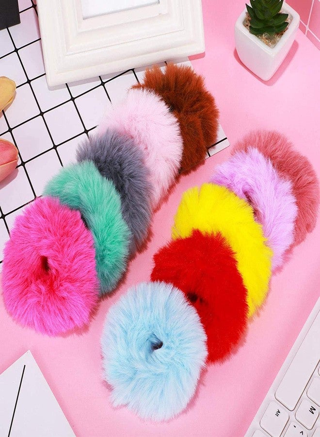 CUVLY Soft Fur Elastic Multicolour Hair Rubber Bands for Kids Girls Women (Pack of 10) - Image 4