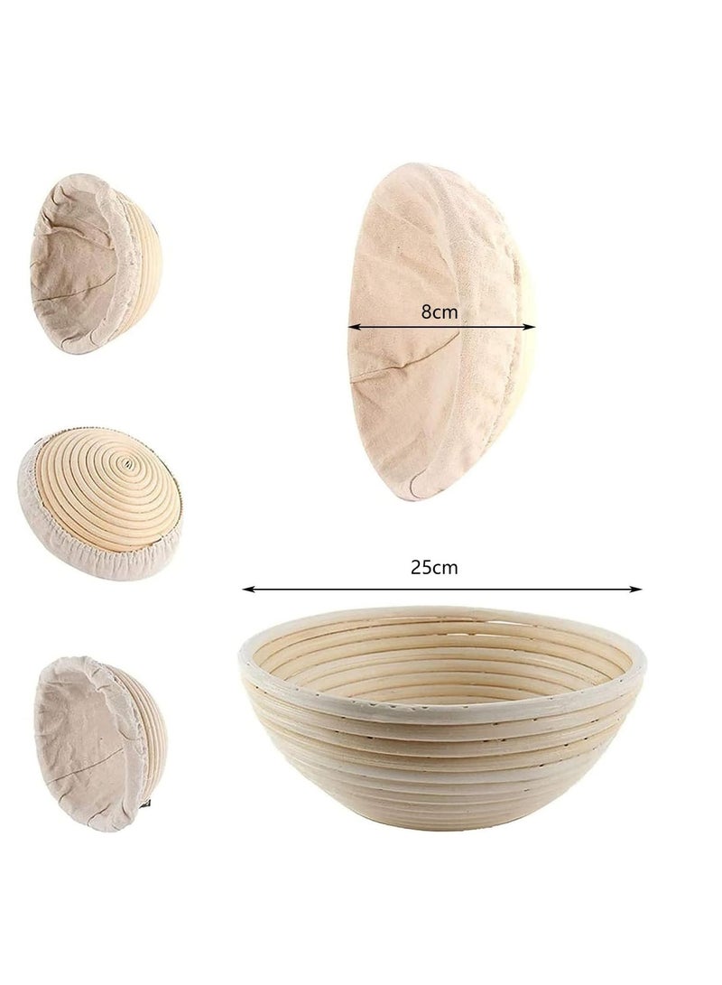 2 Pack 10 inch Banneton Proofing Basket Set, Sourdough Bread Proofing Basket Baking Dough Bowl with Cloth Liner for Home Bakers - Image 2