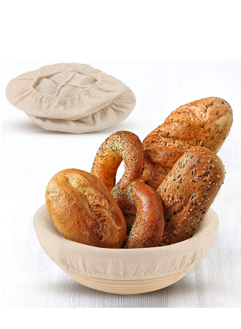 2 Pack 10 inch Banneton Proofing Basket Set, Sourdough Bread Proofing Basket Baking Dough Bowl with Cloth Liner for Home Bakers - Image 3