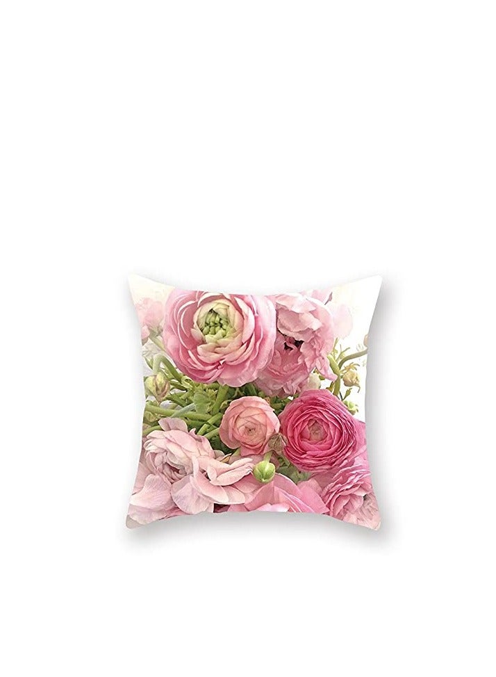 كاست ويف Floral Decorative Throw Pillow Cover, 18 x 18 Inch Flowers Cushion Cases Pillow Home Decor Watercolor Roses Throw Pillow Cover Elegant Floral Bud Petal Romantic Pillow Case for Home Couch Bed - Image 5