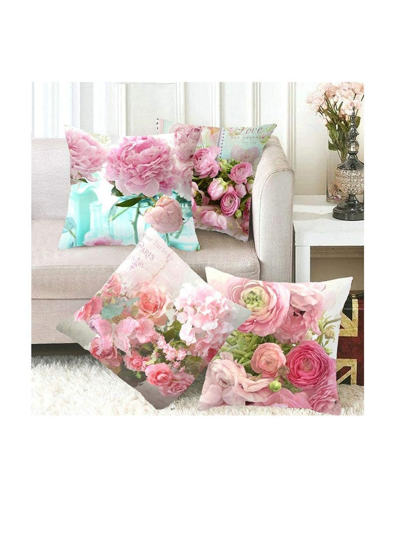 كاست ويف Floral Decorative Throw Pillow Cover, 18 x 18 Inch Flowers Cushion Cases Pillow Home Decor Watercolor Roses Throw Pillow Cover Elegant Floral Bud Petal Romantic Pillow Case for Home Couch Bed - Image 2