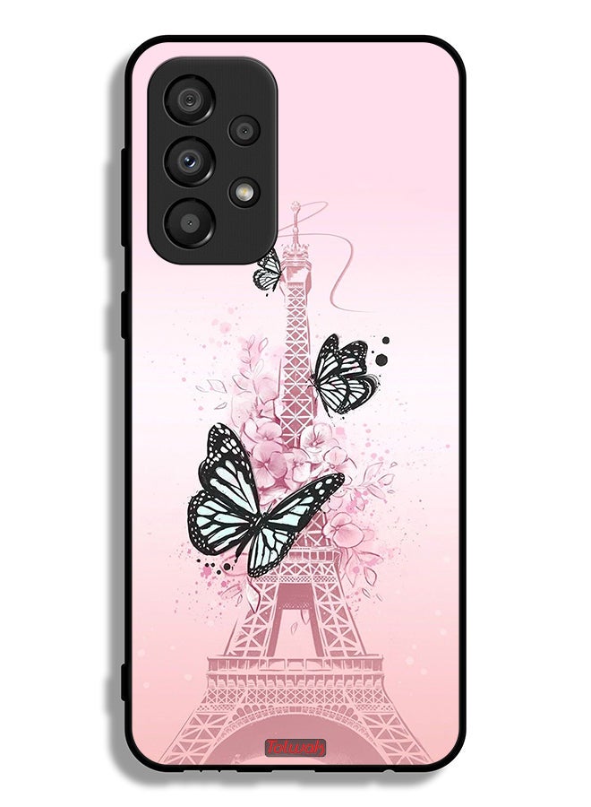 Tolwak Samsung Galaxy A33 5G Protective Case Cover Butterflies On Eiffel Tower - Image 1