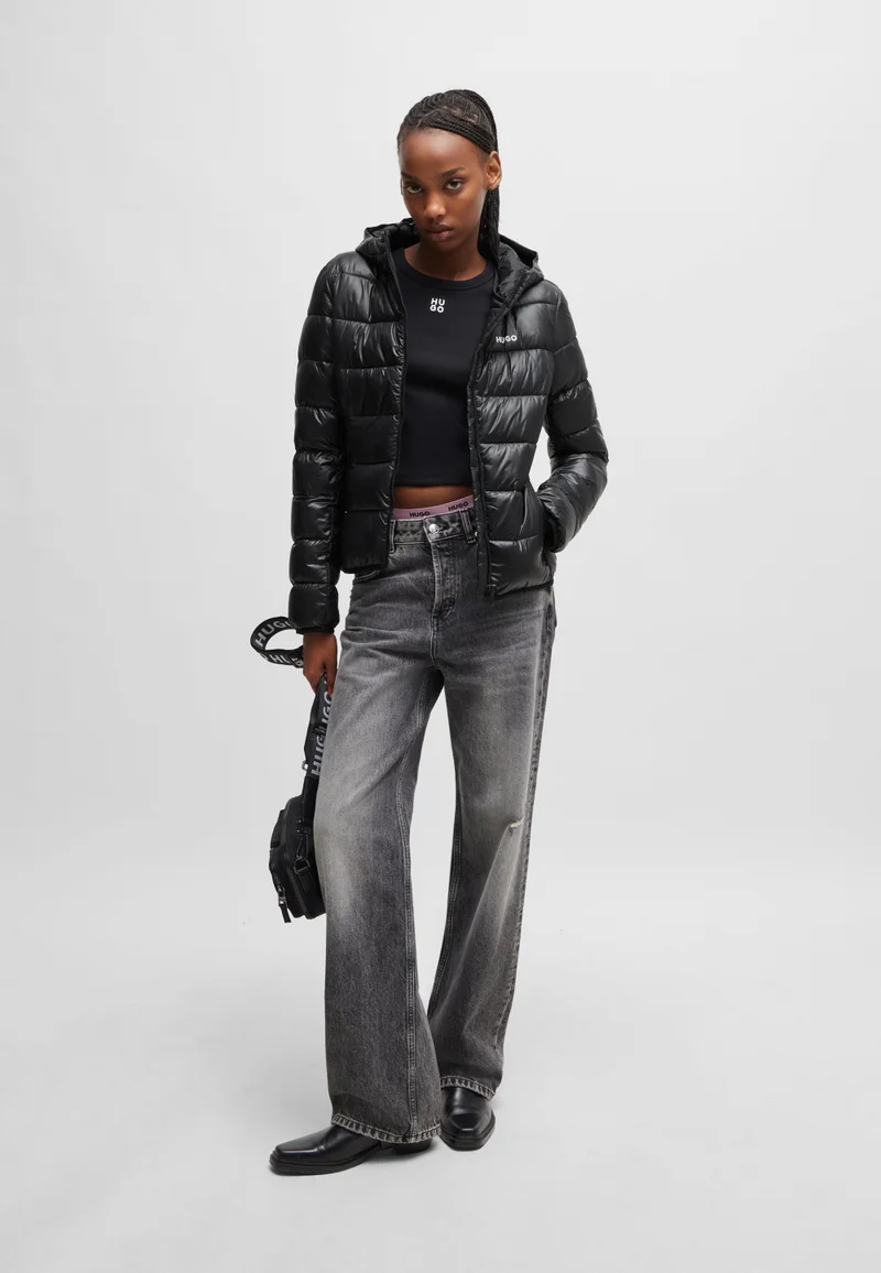 HUGO Water-repellent puffer jacket with contrast logo