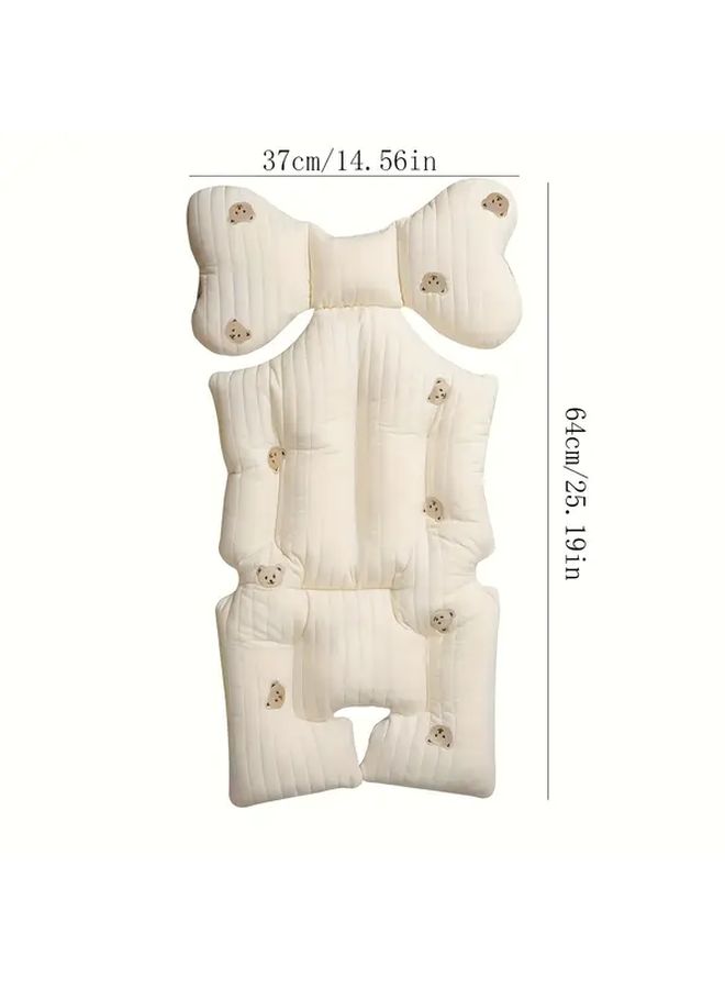 Beige Bear Winter Stroller Cushion Thickened Warm Seat Pad For Infants 0 3 Years Old - Image 2