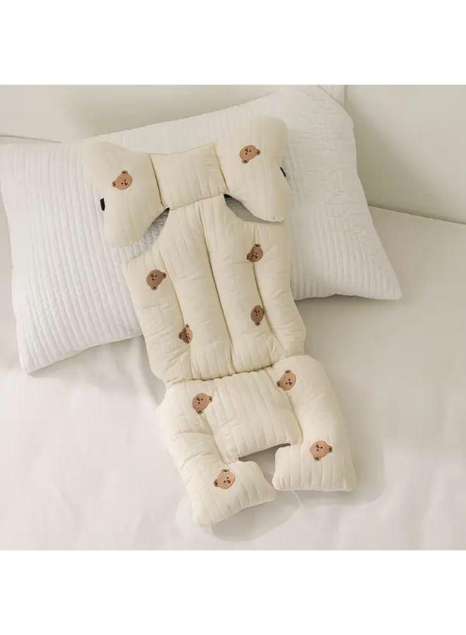Beige Bear Winter Stroller Cushion Thickened Warm Seat Pad For Infants 0 3 Years Old - Image 3