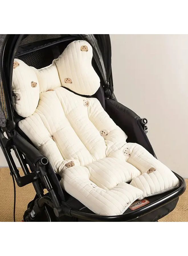 Beige Bear Winter Stroller Cushion Thickened Warm Seat Pad For Infants 0 3 Years Old - Image 1