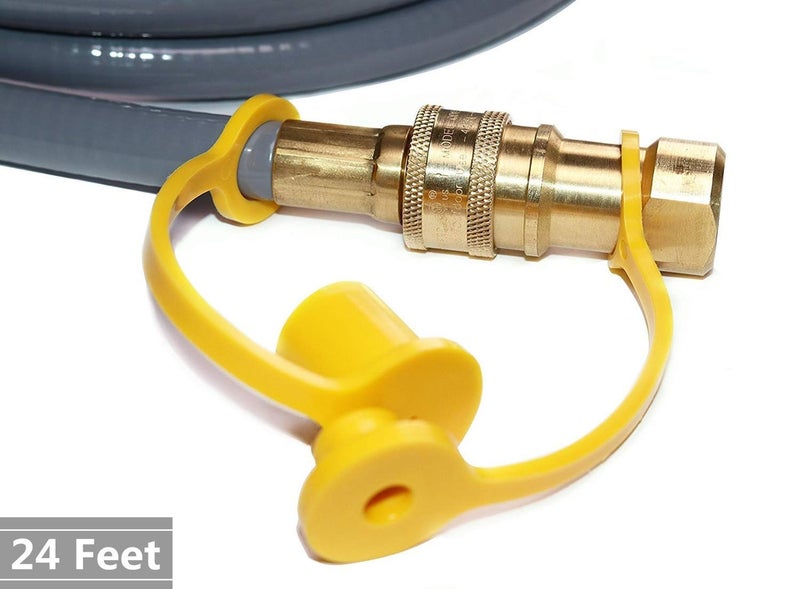 DOZYANT 24 Feet 3/8" ID Natural Gas Hose, Low Pressure LPG Hose with Quick Connect, for Weber, Char-broil, Pizza Oven, Patio Heater and More, 3/8 Female x 3/8 Male Flare Quick Disconnect - Image 2