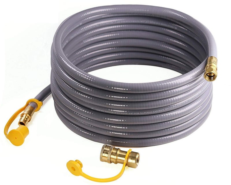 DOZYANT 24 Feet 3/8" ID Natural Gas Hose, Low Pressure LPG Hose with Quick Connect, for Weber, Char-broil, Pizza Oven, Patio Heater and More, 3/8 Female x 3/8 Male Flare Quick Disconnect - Image 1