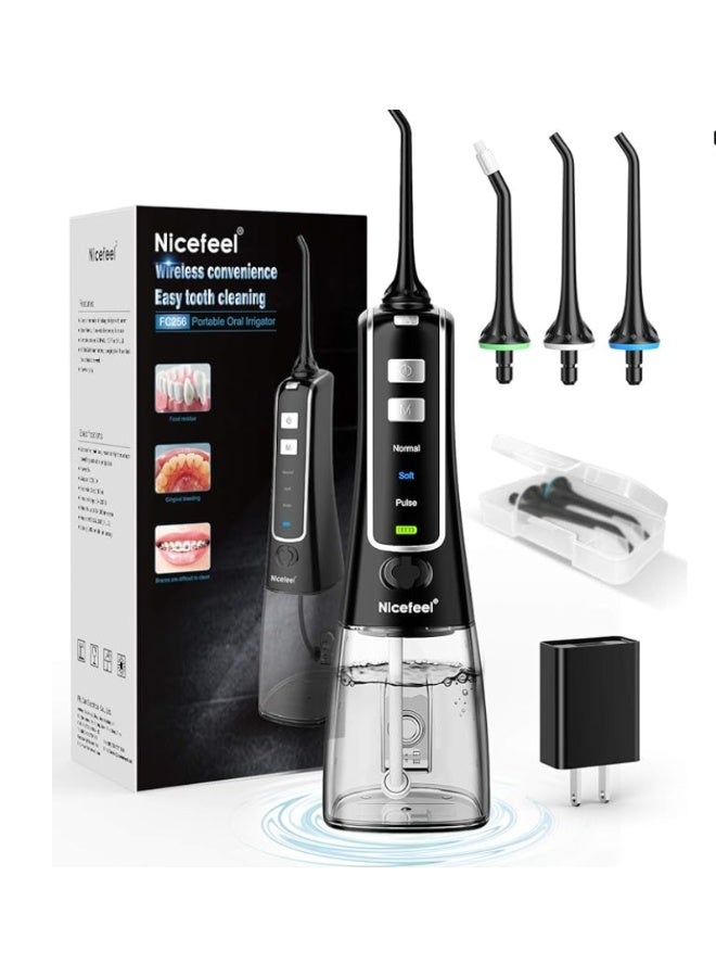 Nicefeel Cordless Water Flosser Teeth Cleaner, 300ML USB Rechargable Portable Oral Irrigator for Travel,Home 3-Modes IPX7 Waterproof Water Dental Flosser with 4 Jet Tips for Braces and Teeth Whitening - Image 1