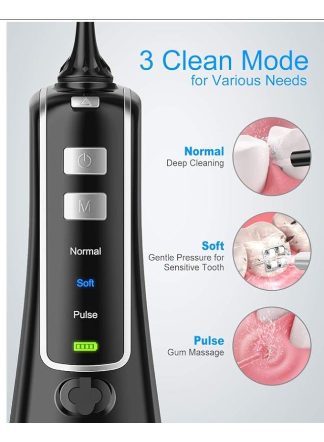 Nicefeel Cordless Water Flosser Teeth Cleaner, 300ML USB Rechargable Portable Oral Irrigator for Travel,Home 3-Modes IPX7 Waterproof Water Dental Flosser with 4 Jet Tips for Braces and Teeth Whitening - Image 3