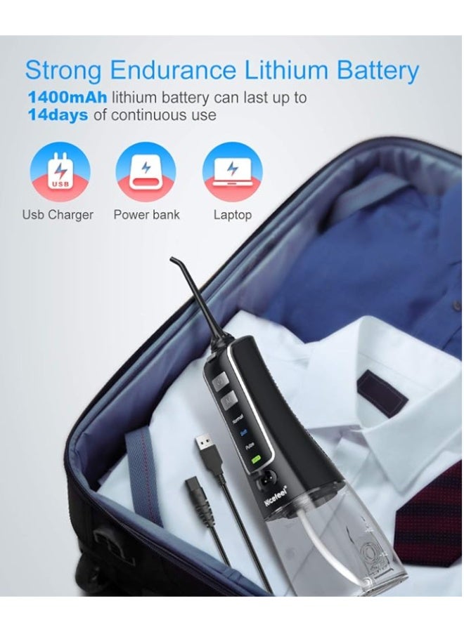 Nicefeel Cordless Water Flosser Teeth Cleaner, 300ML USB Rechargable Portable Oral Irrigator for Travel,Home 3-Modes IPX7 Waterproof Water Dental Flosser with 4 Jet Tips for Braces and Teeth Whitening - Image 4