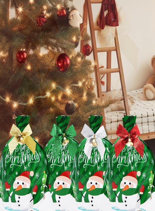 phnydreg 24-Piece Christmas Tree Bows with Bells - 3.5 Inch Small Glitter Bows for Wreaths, Decorations, Gifts (Gold, Silver, Green, Red - Image 5