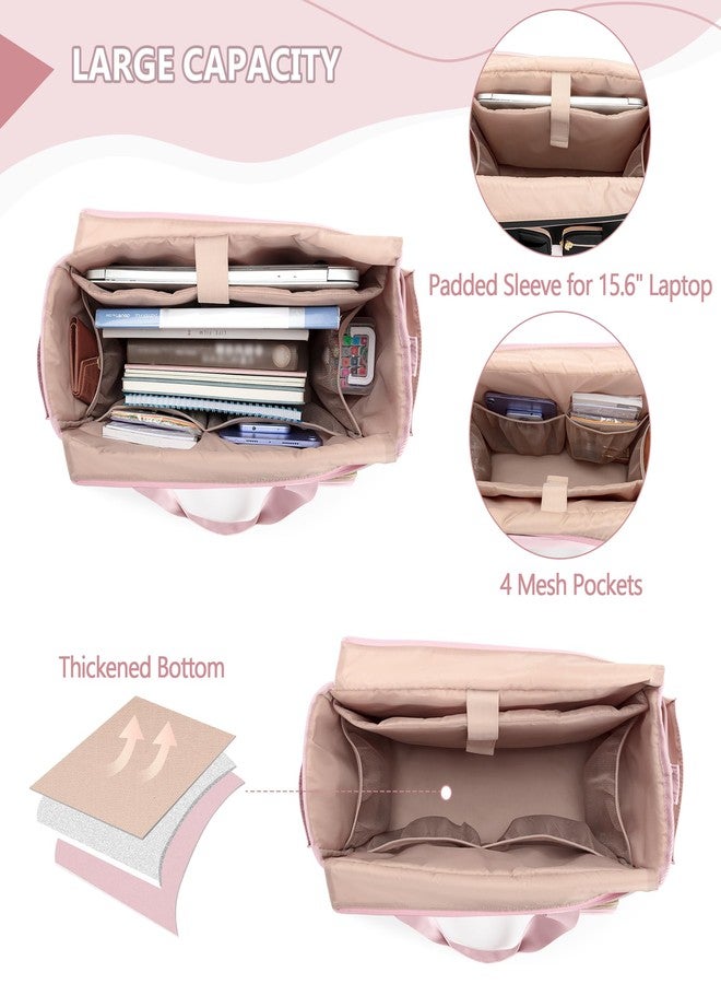 Prokva Teacher Tote Bag with Laptop Compartment, Large Teacher Utility Bag for Women Work and Teacher Supplies, Pink (Empty Bag, Patent Design) - Image 3