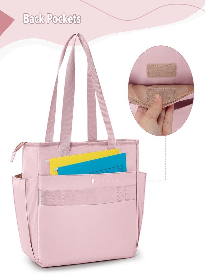 Prokva Teacher Tote Bag with Laptop Compartment, Large Teacher Utility Bag for Women Work and Teacher Supplies, Pink (Empty Bag, Patent Design) - Image 5