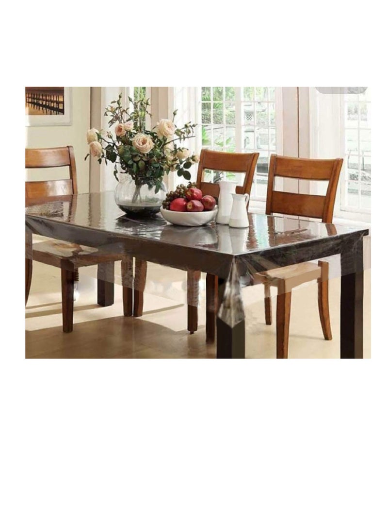 Kuber Industries غطاء طاولة طعام مستطيل من البولي فينيل كلوريد يتسع لـ 6 مقاعد | مفرش طاولة | غطاء طاولة للمنزل والمطعم | (شفاف) - Image 1