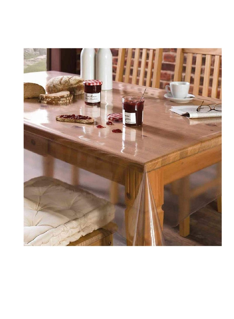 Kuber Industries غطاء طاولة طعام مستطيل من البولي فينيل كلوريد يتسع لـ 6 مقاعد | مفرش طاولة | غطاء طاولة للمنزل والمطعم | (شفاف) - Image 2