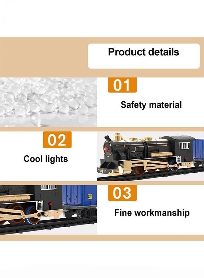 DURKU Blue Electric Train Set for Kids, Engine Cargo Car with Long Track, Classic Sound Battery-Powered Toy Gift Boys Girls Age 3+ - Image 5