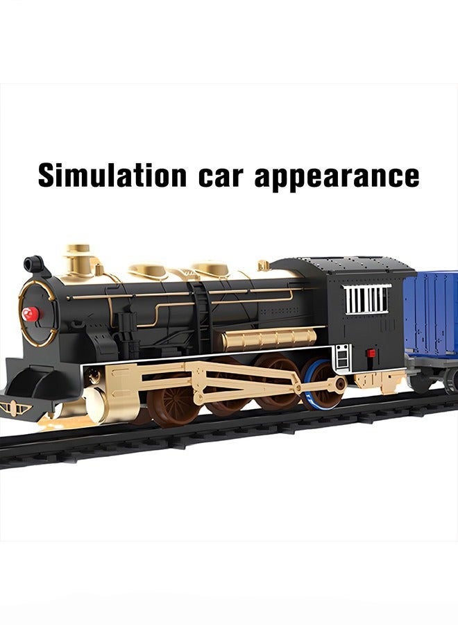 DURKU Blue Electric Train Set for Kids, Engine Cargo Car with Long Track, Classic Sound Battery-Powered Toy Gift Boys Girls Age 3+ - Image 4