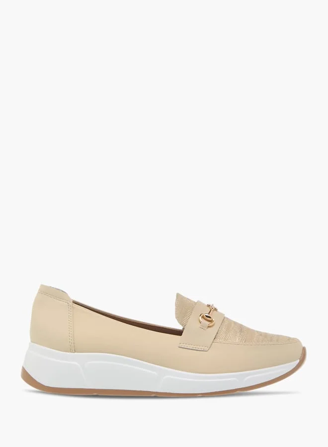 Womens Textured Wedge Heel Shoes With Metal Accent