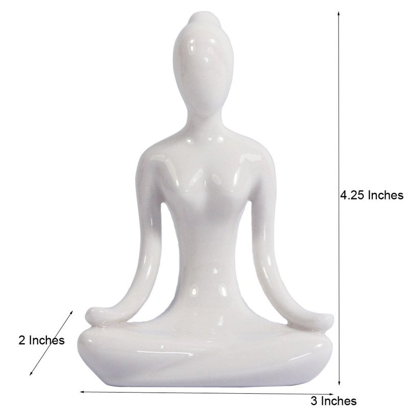 KiaoTime 4.25"" White Set of 4 Home Decorative Porcelain Ceramic Yoga Pose Yoga Figurine Statue  Meditation Room Yoga Instructor Collection Gifts for Yoga Lovers Women Yogi Freak - Image 5
