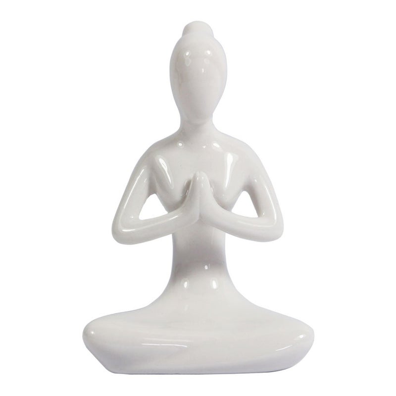 KiaoTime 4.25"" White Set of 4 Home Decorative Porcelain Ceramic Yoga Pose Yoga Figurine Statue  Meditation Room Yoga Instructor Collection Gifts for Yoga Lovers Women Yogi Freak - Image 2