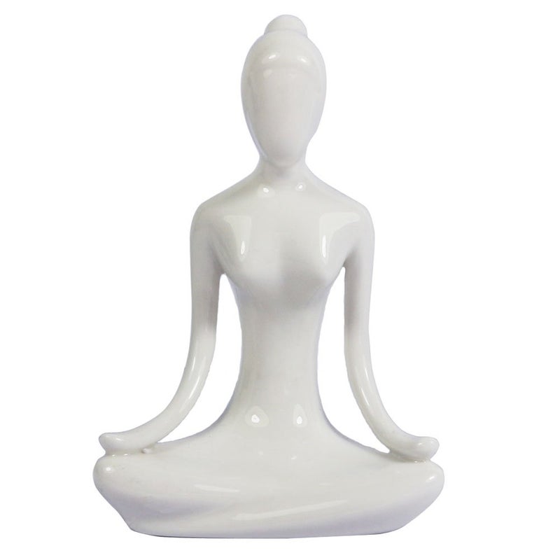 KiaoTime 4.25"" White Set of 4 Home Decorative Porcelain Ceramic Yoga Pose Yoga Figurine Statue  Meditation Room Yoga Instructor Collection Gifts for Yoga Lovers Women Yogi Freak - Image 4